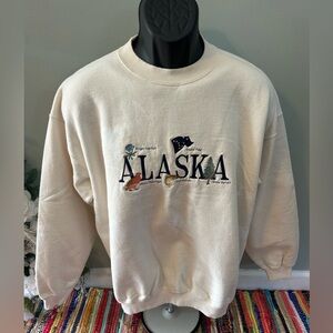 y2k Alaska Embroidered Crewneck Sweatshirt Pullover State Flag Vintage Large